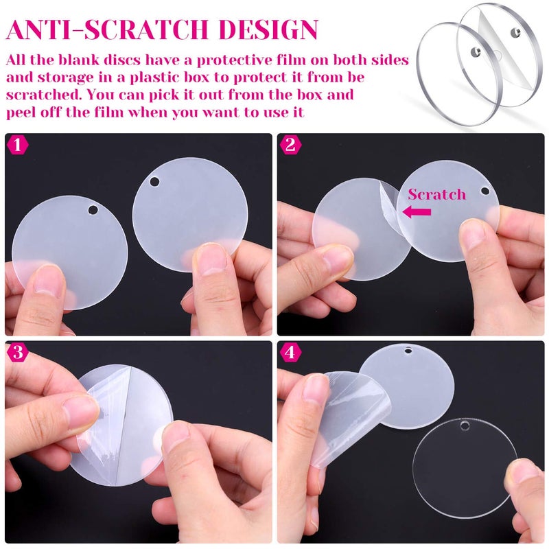 Audab Acrylic Keychain Blanks - 108 Clear Keychain Pieces for Vinyl Kit Including Acrylic Blanks, Rings for DIY Keychains, Crafting & Vinyl Projects - Image 3